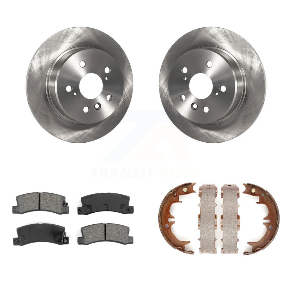 Rear Disc Rotors Semi-Metallic Pads Parking Brake Shoes Kit For 1999-2003 Lexus RX300 AWD K8S-104626