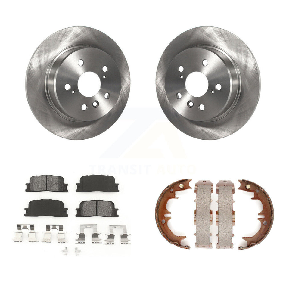Rear Disc Rotors Semi-Metallic Pads Parking Shoes Kit For 2001-2003 Toyota Highlander AWD K8S-104627
