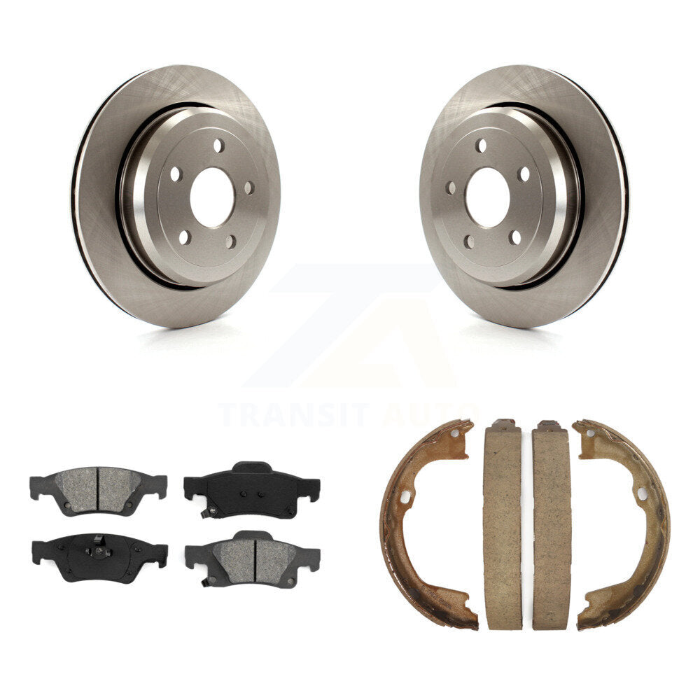 Rear Disc Rotors Semi-Metallic Pads & Parking Shoes Kit For Jeep Grand Cherokee Dodge WK K8S-104630