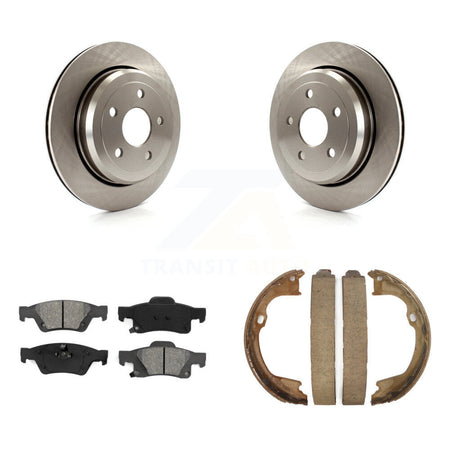 Rear Disc Rotors Semi-Metallic Pads & Parking Shoes Kit For Jeep Grand Cherokee Dodge WK K8S-104630