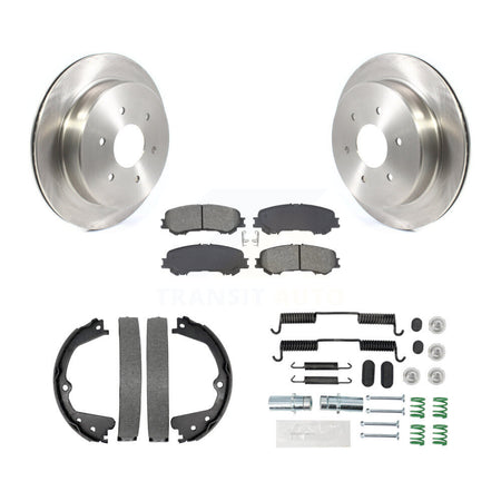 Rear Disc Rotors Semi-Metallic Pads Parking Shoes Hardware Kit For 2017-2023 Nissan TITAN K8S-104638
