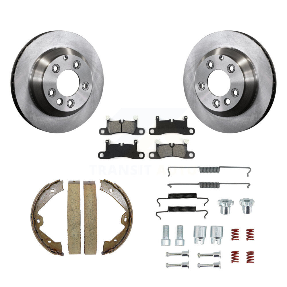 Rear Disc Rotors Semi-Metallic Pads Parking Shoes And Hardware Kit For Volkswagen Touareg K8S-104639