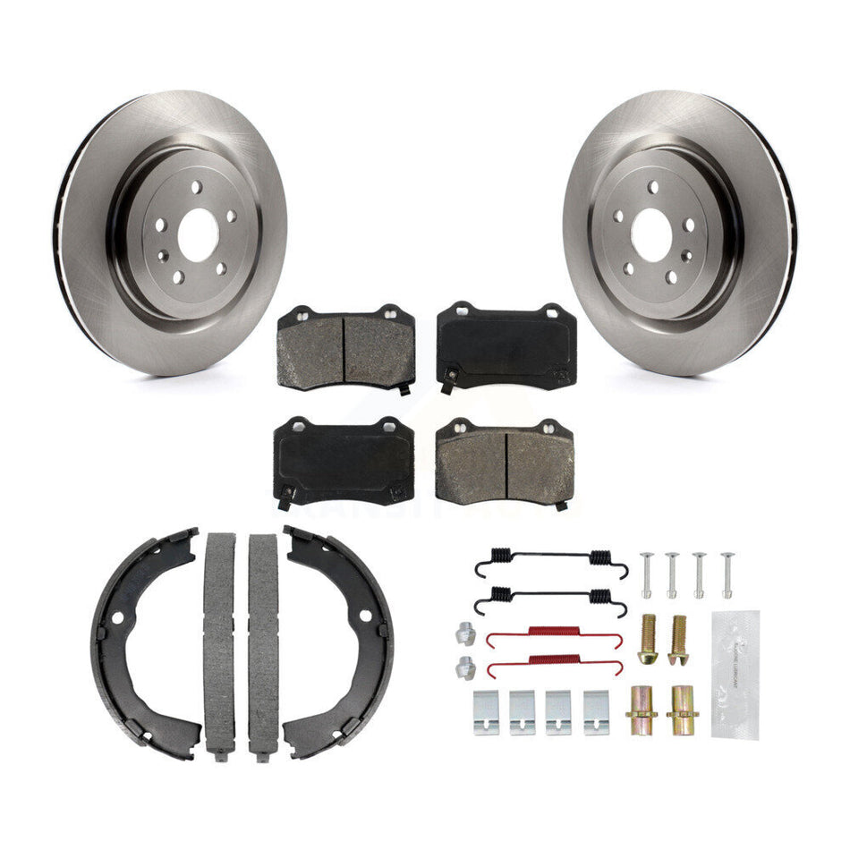 Rear Disc Rotors Semi-Metallic Pads Parking Shoes & Hardware Kit For Chevrolet Camaro CTS K8S-104643