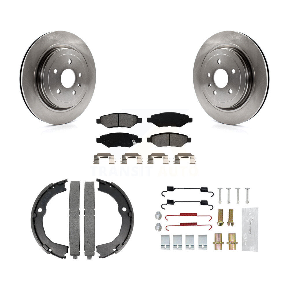 Rear Disc Rotors Semi-Metallic Pads Parking Brake Shoes And Hardware Kit For Cadillac CTS K8S-104644