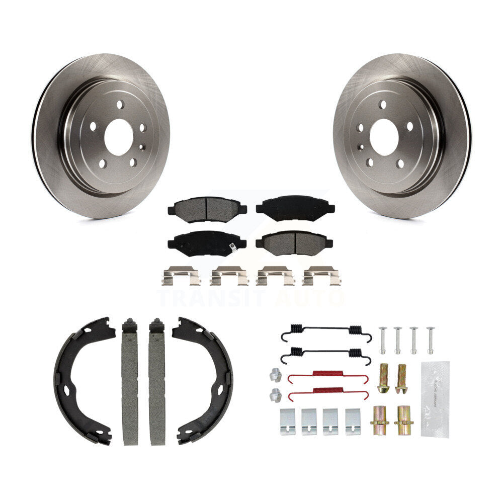 Rear Disc Rotors Semi-Metallic Pads Parking Brake Shoes And Hardware Kit For Cadillac CTS K8S-104645