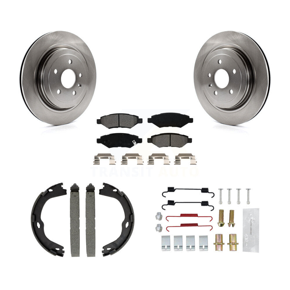 Rear Disc Rotors Semi-Metallic Pads Parking Brake Shoes And Hardware Kit For Cadillac CTS K8S-104646