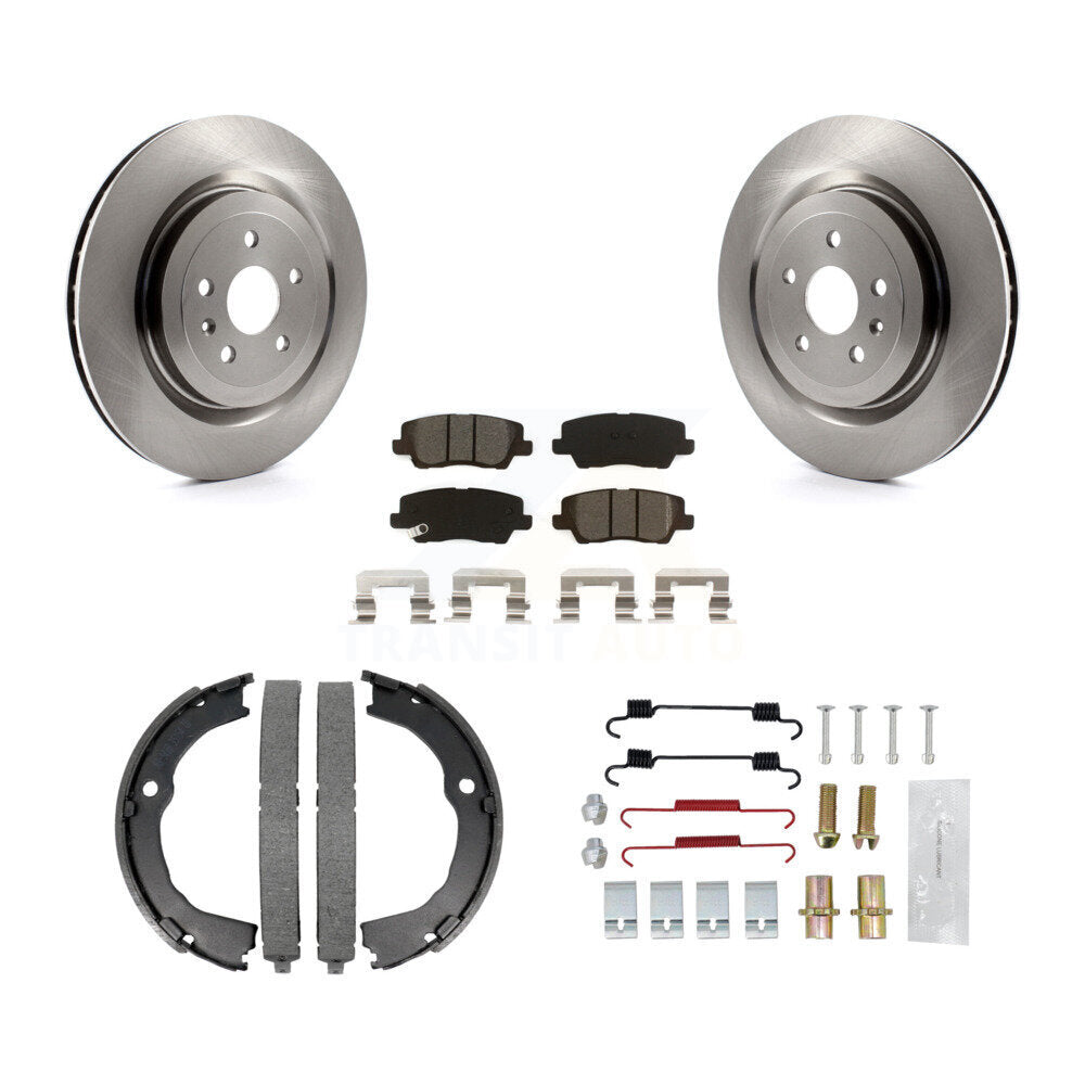 Rear Disc Rotors Semi-Metallic Pads Parking Brake Shoes And Hardware Kit For Cadillac CTS K8S-104647
