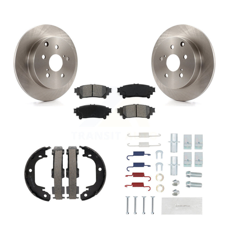 Rear Disc Rotors Semi-Metallic Pads Parking Shoes & Hardware Kit For Toyota Prius V Mirai K8S-104654
