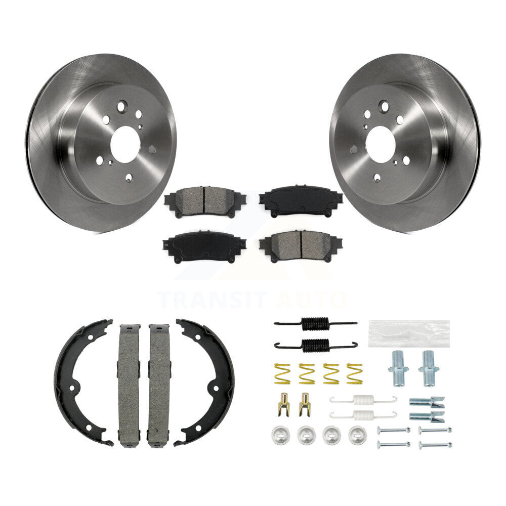 Rear Disc Rotors Semi-Metallic Pads Parking Brake Shoes And Hardware Kit For Lexus IS250 K8S-104658