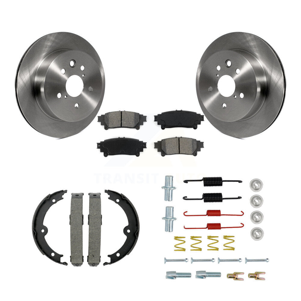 Rear Disc Rotors Semi-Metallic Pads Parking Brake Shoes And Hardware Kit For Lexus IS350 K8S-104659