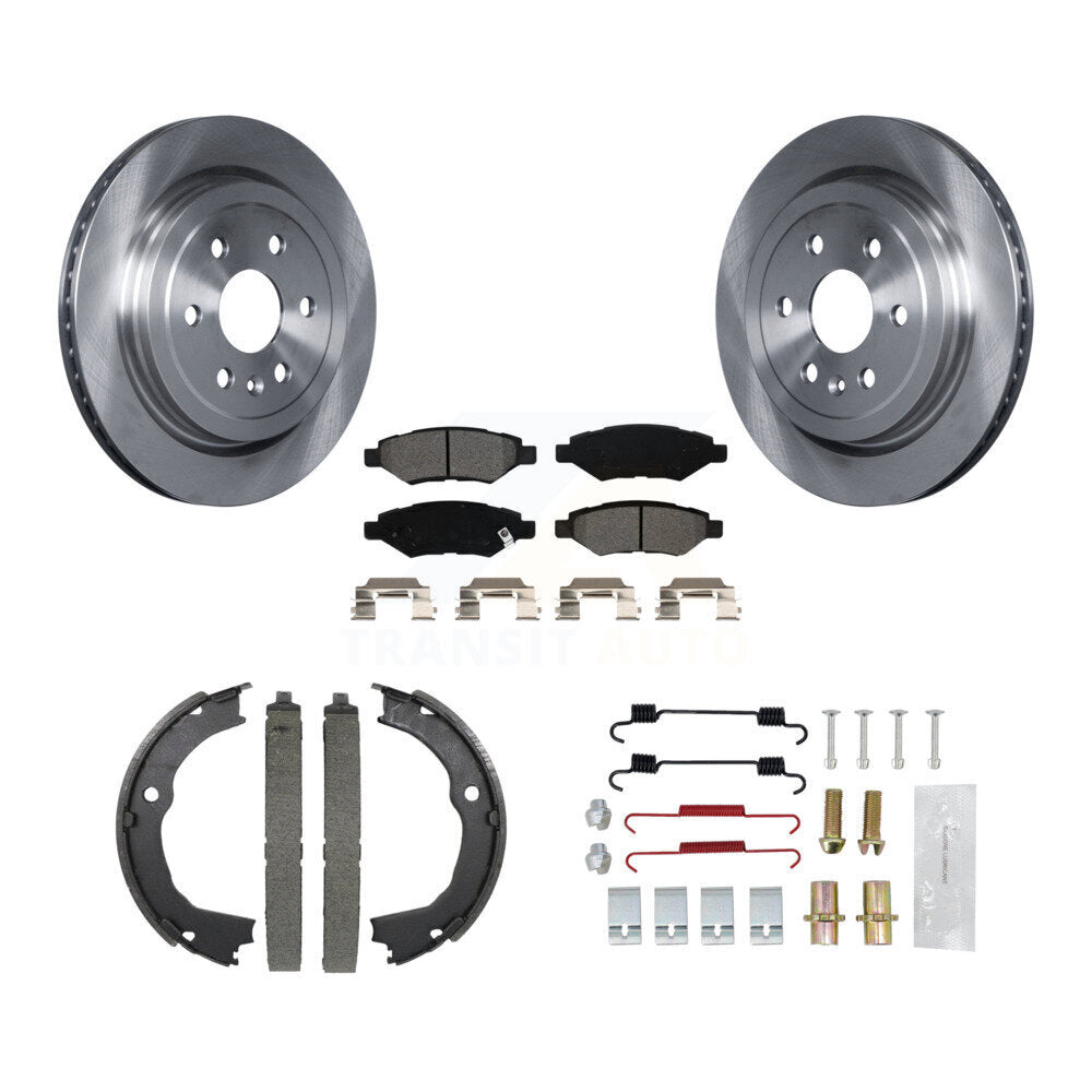 Rear Disc Rotors Semi-Metallic Pads Parking Shoes Hardware Kit For 2010-2016 Cadillac SRX K8S-104660