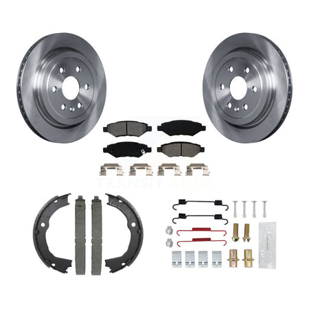 Rear Disc Rotors Semi-Metallic Pads Parking Shoes Hardware Kit For 2010-2016 Cadillac SRX K8S-104660