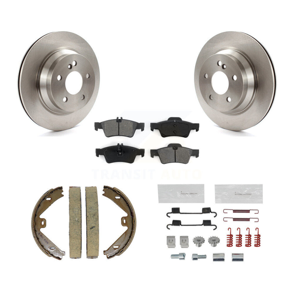 Rear Disc Rotors Semi-Metallic Pads Parking Shoes And Hardware Kit For Mercedes-Benz E350 K8S-104665