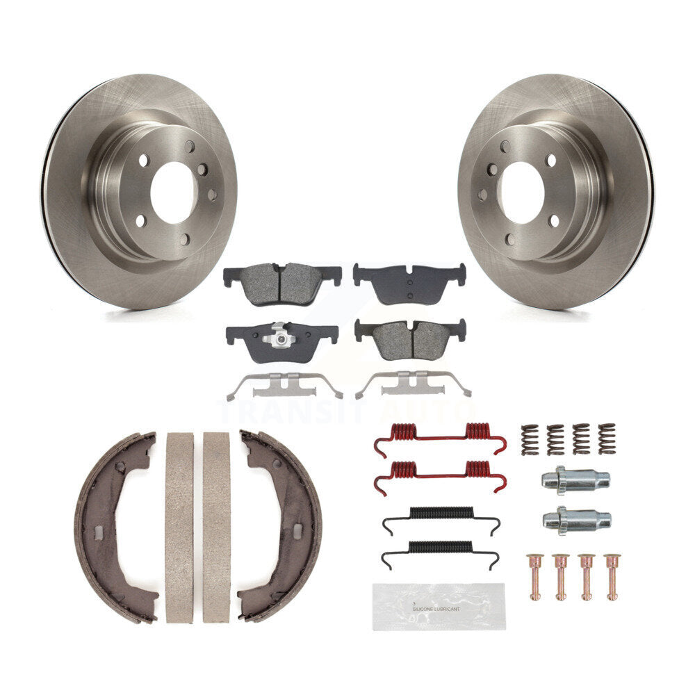 Rear Disc Rotors Semi-Metallic Pads Parking Shoes & Hardware Kit For BMW 230i xDrive 228i K8S-104684