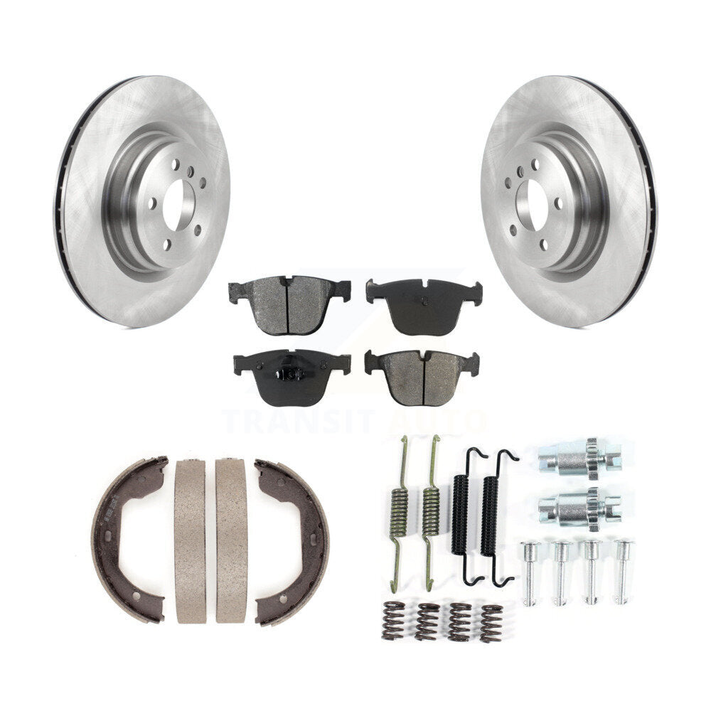 Rear Disc Rotors Semi-Metallic Pads Parking Shoes Hardware Kit For BMW 750i xDrive 750Li K8S-104695