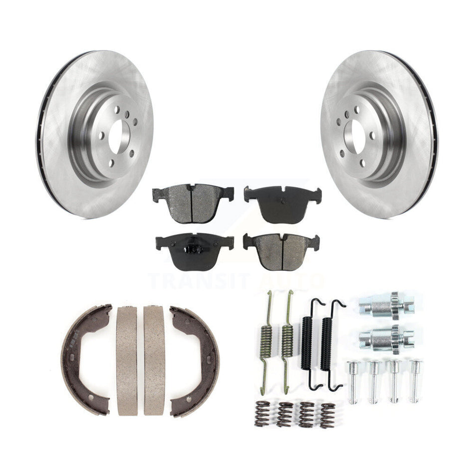 Rear Disc Rotors Semi-Metallic Pads Parking Shoes Hardware Kit For BMW 750i xDrive 750Li K8S-104695