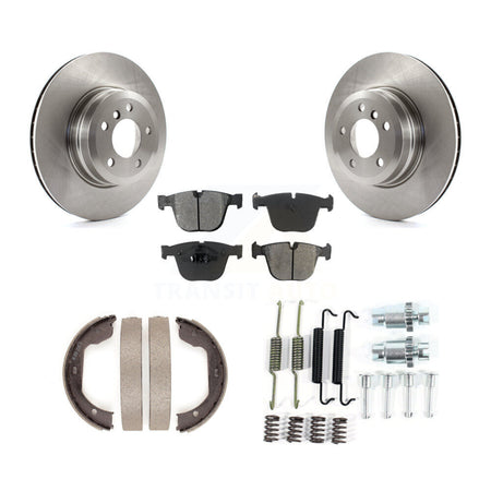 Rear Disc Rotors Semi-Metallic Pads Parking Brake Shoes And Hardware Kit For BMW X5 X6 K8S-104697