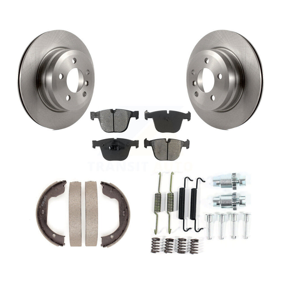 Rear Disc Rotors Semi-Metallic Pads Parking Shoes Hardware Kit For 2009 BMW X6 From 10 08 K8S-104702