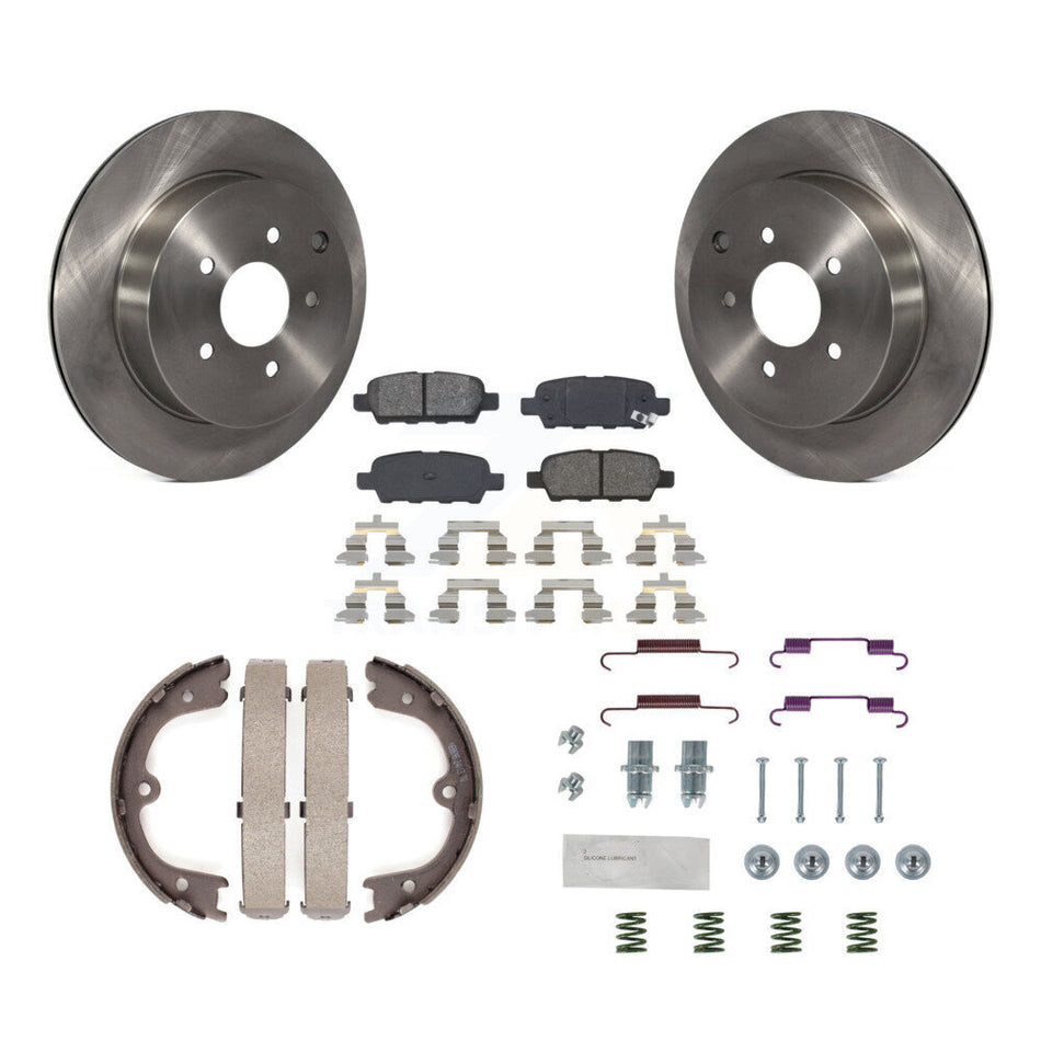 Rear Disc Rotors Semi-Metallic Pads Parking Shoes Hardware Kit For Nissan Murano INFINITI K8S-104709