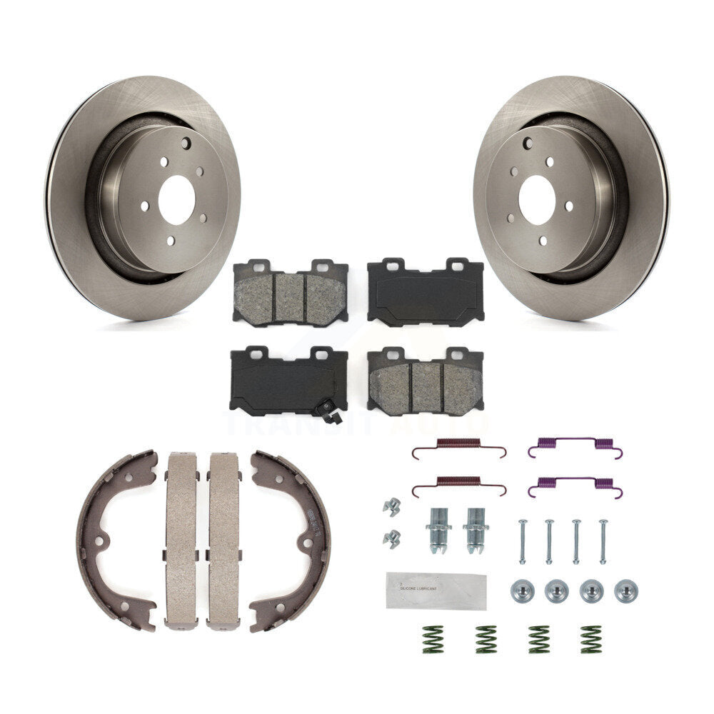 Rear Disc Rotors Semi-Metallic Pads Parking Shoes Hardware Kit For INFINITI Q50 M37 FX50 K8S-104710