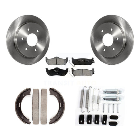 Rear Disc Rotors Semi-Metallic Pads Parking Shoes & Hardware Kit For Nissan TITAN Armada K8S-104714
