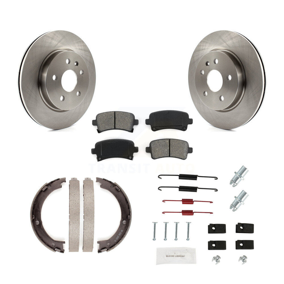 Rear Disc Rotors Semi-Metallic Pads Parking Brake Shoes And Hardware Kit For Cadillac XTS K8S-104716