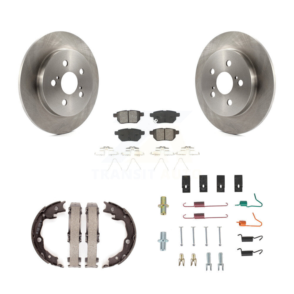 Rear Disc Rotors Semi-Metallic Pads Parking Shoes Hardware Kit For Toyota Matrix Pontiac K8S-104723