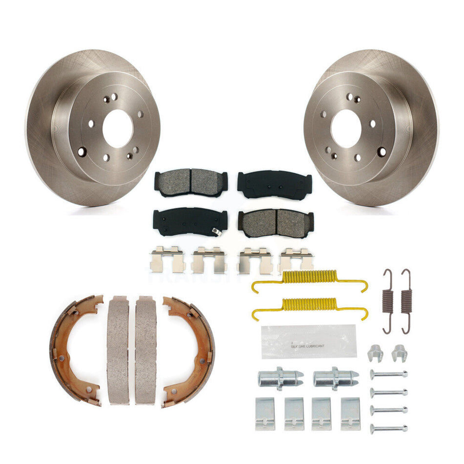 Rear Disc Rotors Semi-Metallic Pads Parking Shoes Hardware Kit For 07-09 Hyundai Santa Fe K8S-104726