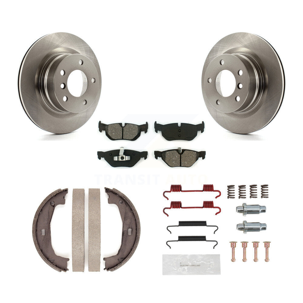 Rear Disc Rotors Semi-Metallic Pads Parking Shoes And Hardware Kit For 2008-2013 BMW 128i K8S-104737