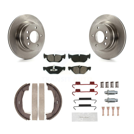 Rear Disc Rotors Semi-Metallic Pads Parking Shoes And Hardware Kit For 2008-2013 BMW 128i K8S-104737