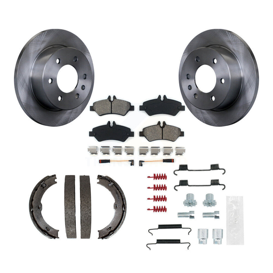 Rear Disc Rotors Semi-Metallic Pads Parking Shoes & Hardware Kit For Sprinter 2500 Dodge K8S-104740