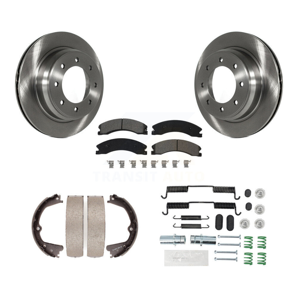Rear Disc Rotors Semi-Metallic Pads Parking Shoes & Hardware Kit For Nissan NV2500 NV3500 K8S-104741