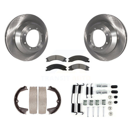 Rear Disc Rotors Semi-Metallic Pads Parking Shoes Hardware Kit For Ford E-450 Super Duty K8S-104746