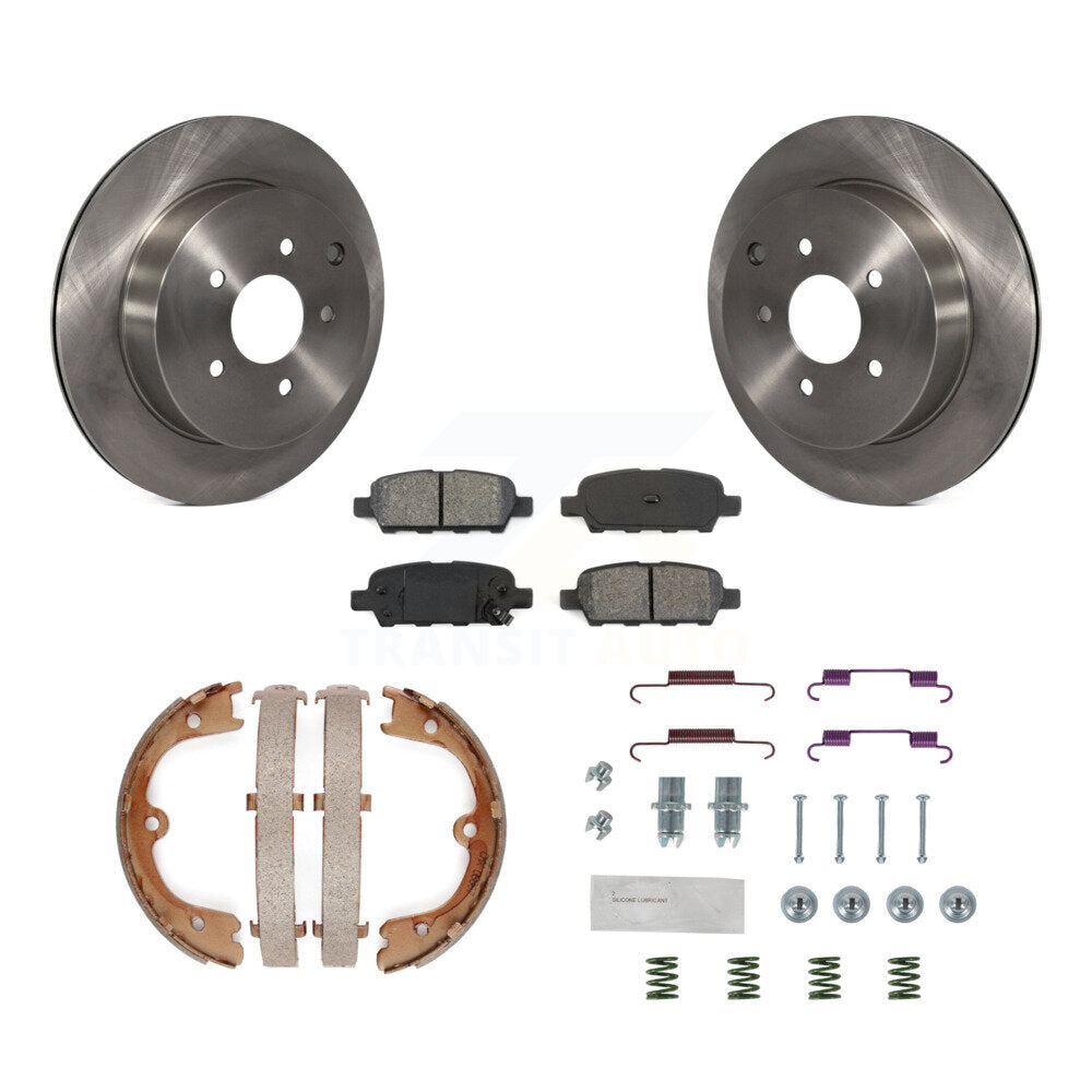 Rear Disc Rotors Semi-Metallic Pads Parking Shoes & Hardware Kit For INFINITI FX35 Nissan K8S-104748