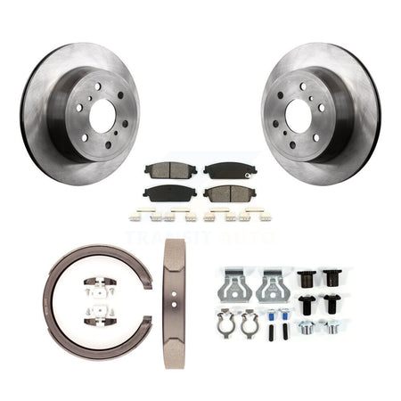 Rear Disc Rotors Semi-Metallic Pads Parking Shoes & Hardware Kit For Chevrolet GMC Sierra K8S-104755