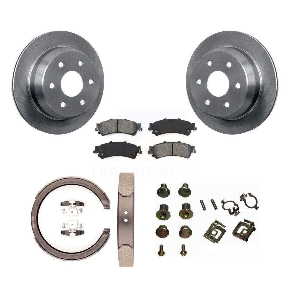 Rear Disc Rotors Semi-Metallic Pads Parking Shoes And Hardware Kit For Chevrolet GMC 1500 K8S-104759
