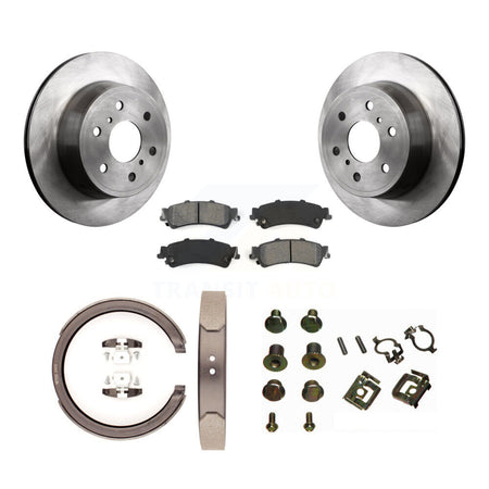 Rear Disc Rotors Semi-Metallic Pads Parking Brake Shoes And Hardware Kit For K8S-104760