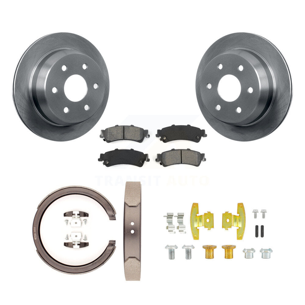 Rear Disc Rotors Semi-Metallic Pads Parking Shoes Hardware Kit For Chevrolet Silverado XL K8S-104762
