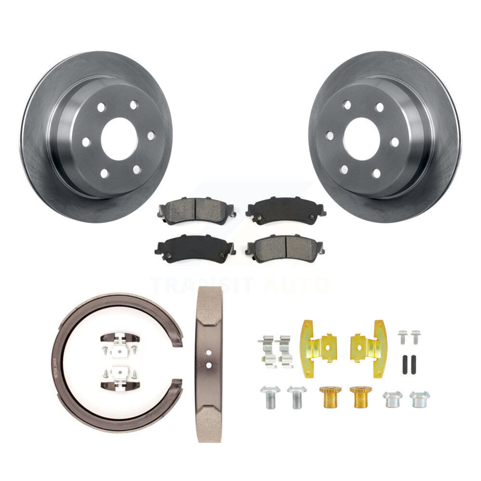 Rear Disc Rotors Semi-Metallic Pads Parking Shoes Hardware Kit For Chevrolet Silverado XL K8S-104762