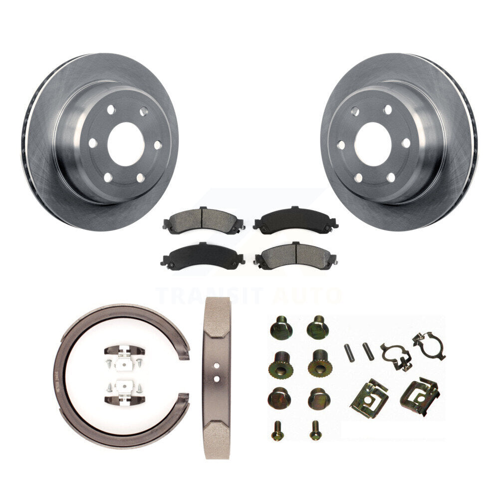 Rear Disc Rotors Semi-Metallic Pads Parking Shoes & Hardware Kit For Chevrolet Silverado K8S-104767