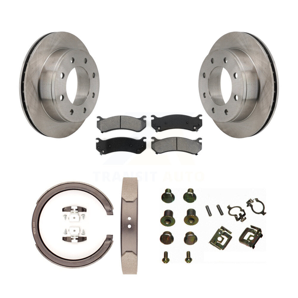 Rear Disc Rotors Semi-Metallic Pads Parking Shoes And Hardware Kit For GMC Sierra 1500 HD K8S-104768