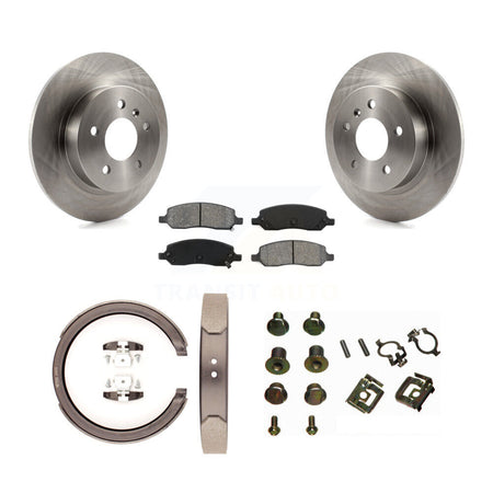 Rear Disc Rotors Semi-Metallic Pads Parking Brake Shoes And Hardware Kit For Cadillac DTS K8S-104769