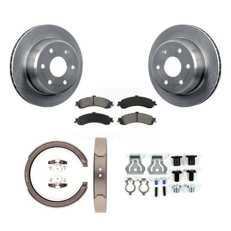 Rear Disc Rotors Semi-Metallic Pads Parking Shoes Hardware Kit For GMC Yukon XL 1500 4WD K8S-104770