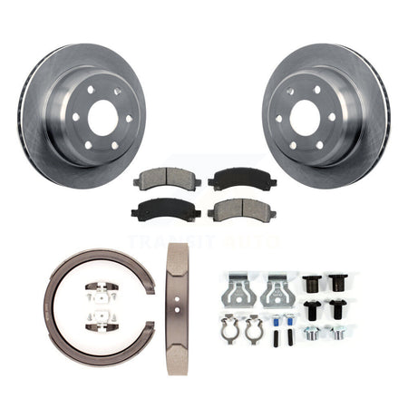Rear Disc Rotors Semi-Metallic Pads Parking Shoes Hardware Kit For GMC Yukon XL 1500 RWD K8S-104771