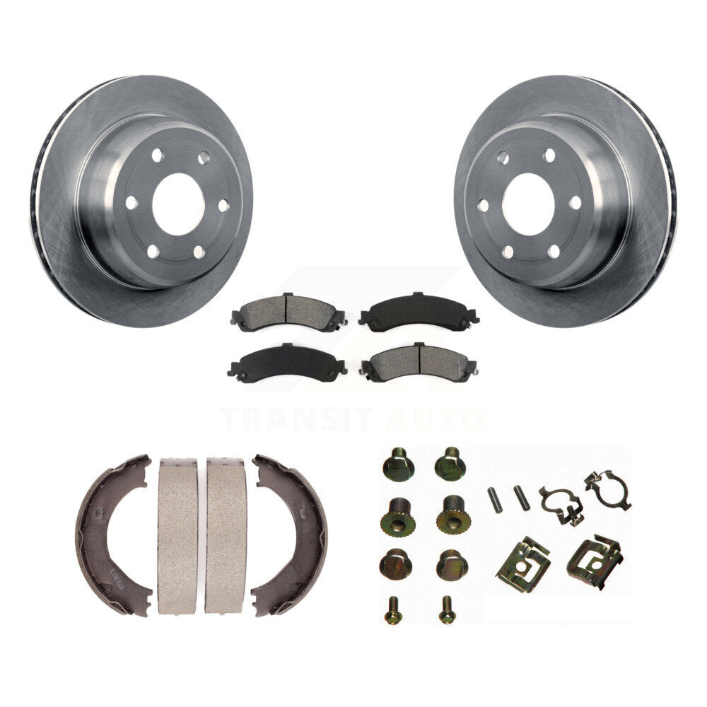 Rear Disc Rotors Semi-Metallic Pads Parking Shoes & Hardware Kit For Chevrolet Silverado K8S-104772