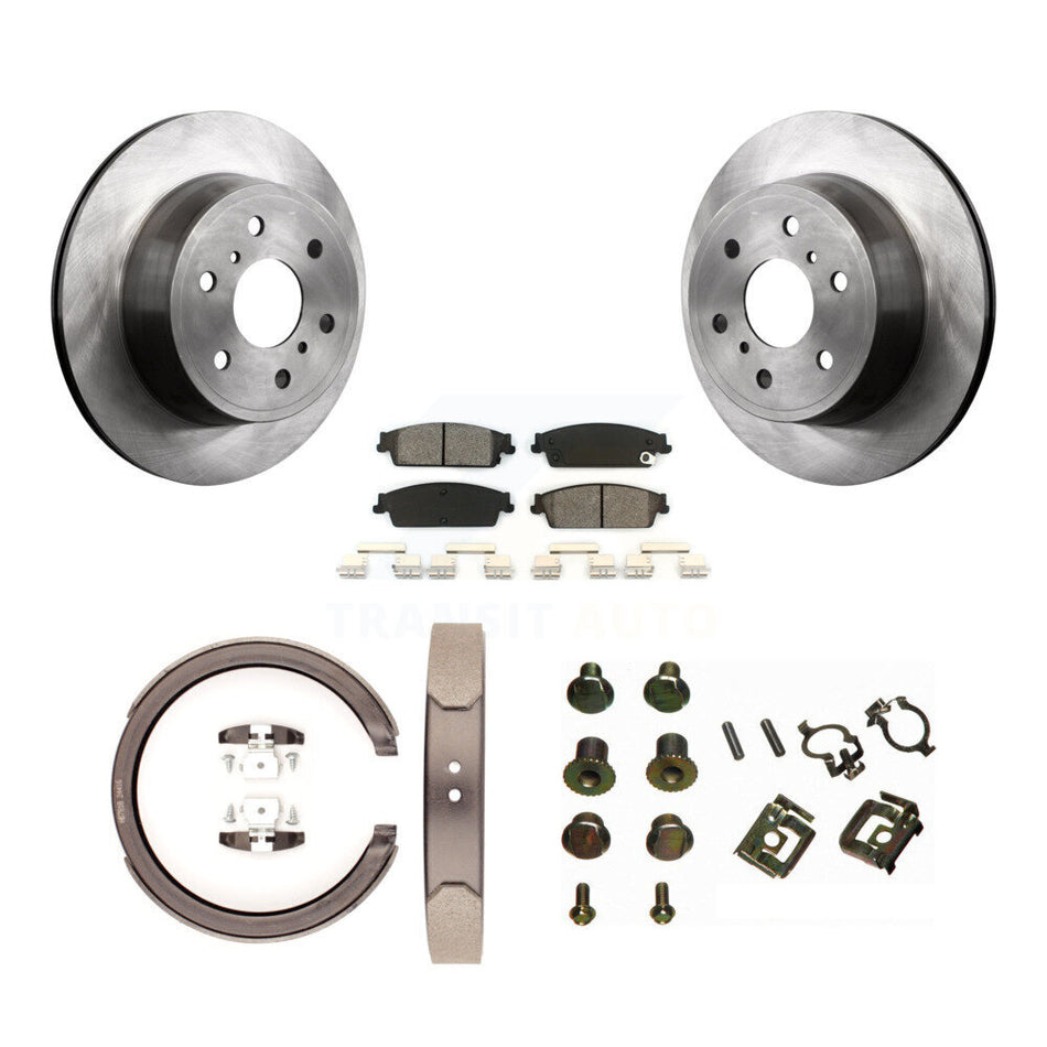 Rear Disc Rotors Semi-Metallic Pads Parking Shoes & Hardware Kit For Chevrolet Silverado K8S-104774