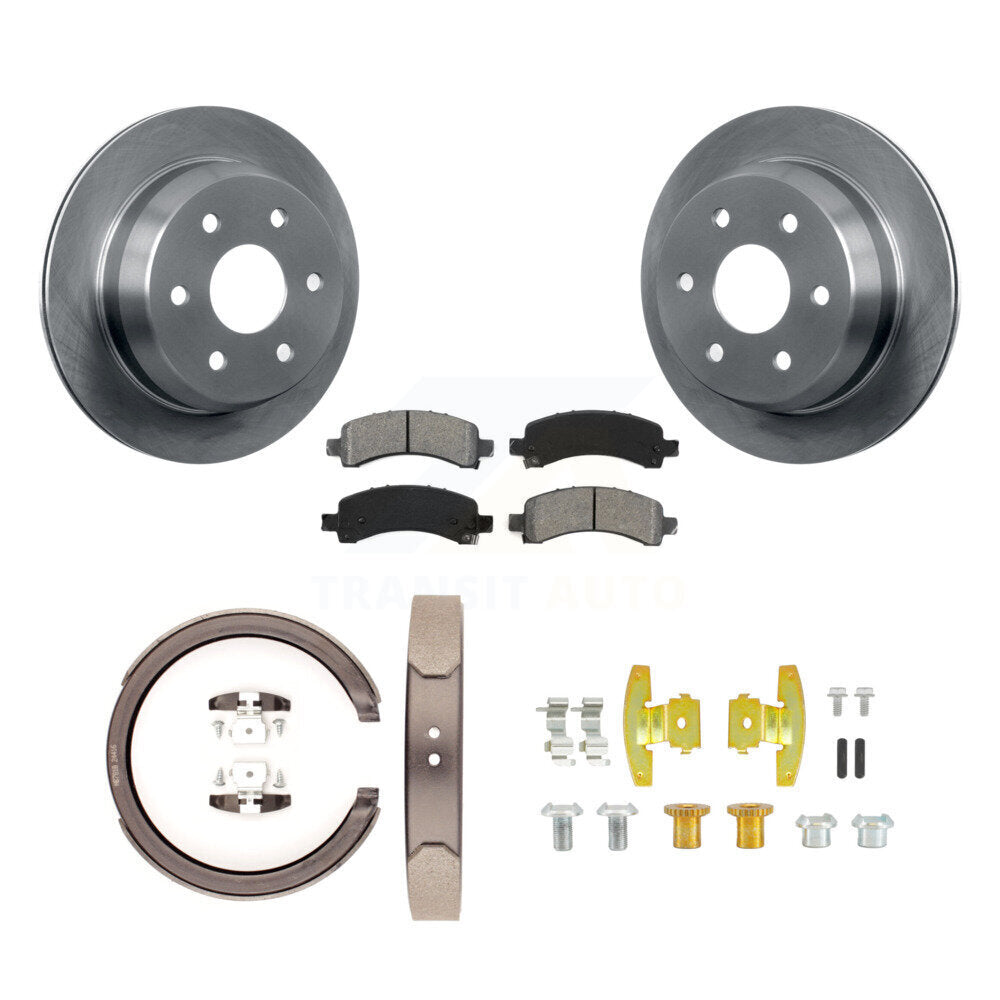 Rear Disc Rotors Semi-Metallic Pads Parking Shoes & Hardware Kit For Chevrolet Avalanche K8S-104775