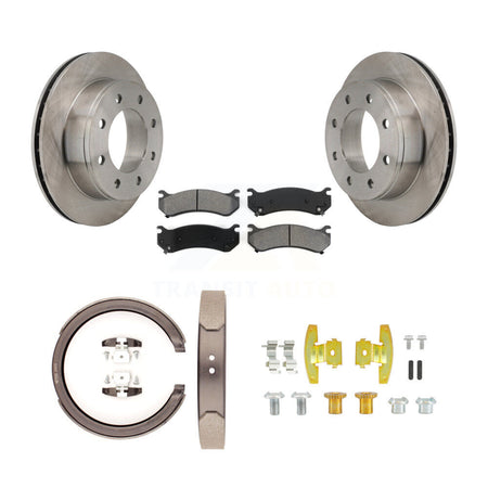 Rear Disc Rotors Semi-Metallic Pads Parking Shoes Hardware Kit For Chevrolet Silverado HD K8S-104776