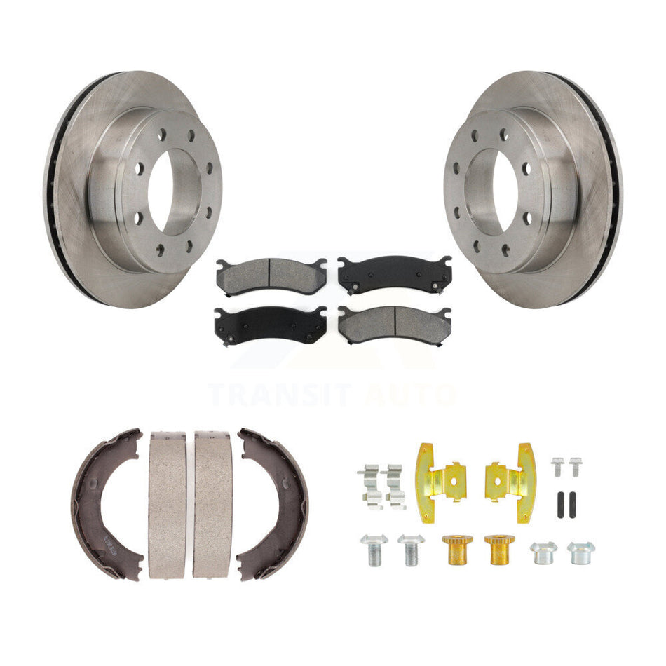 Rear Disc Rotors Semi-Metallic Pads Parking Shoes Hardware Kit For Chevrolet GMC 1500 HD K8S-104777
