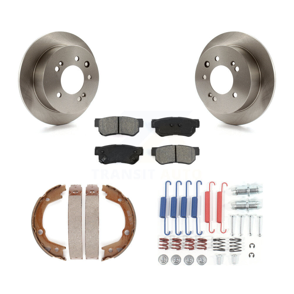 Rear Disc Rotors Semi-Metallic Pads Parking Brake Shoes Hardware Kit For Hyundai Elantra K8S-104787